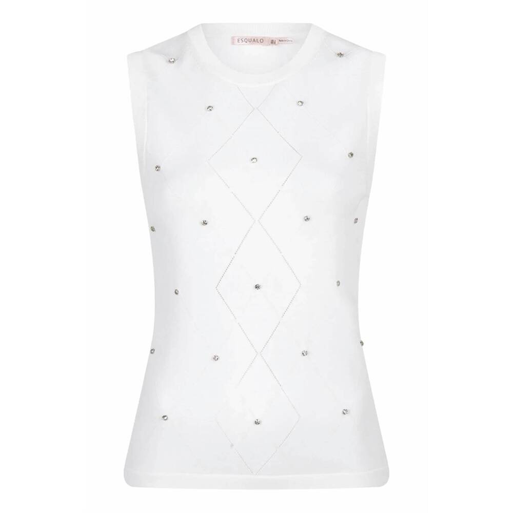 NEW ESQUALO women's salli sleeveless knit sweater in off white